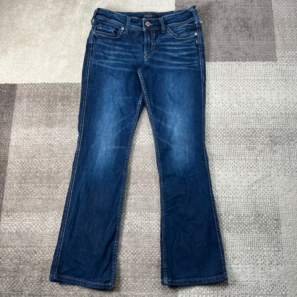 Silver Jeans Co Suki Slim Boot Dark Wash Denim Jeans Women Size 31X31 Whiskering